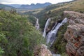 The Lisbon Falls: double waterfalls in the Blyde River Canyon, Panorama Route near Graskop, Mpumalanga, South Africa. Royalty Free Stock Photo