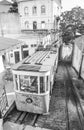 Lisbon funicular on Calcada do Lavra street