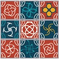 Lisbon Geometric Azulejo Tile Vector Pattern collection of 9