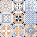 Lisbon geometric Azulejo tile vector pattern, Portuguese or Spanish retro old tiles mosaic, Mediterranean seamless