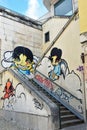 Lisbon graffiti. A mix of creative graffiti on street Royalty Free Stock Photo