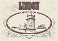 Lisbon hand drawn .Torre de Belem tower in Lisbon sketch style vector illustration Royalty Free Stock Photo