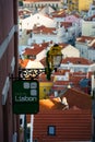 This is Lisbon - hostel sign Against a Backdrop of Traditional City Rooftops. Lisbon, Portugal Royalty Free Stock Photo