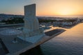 Lisbon, July 17, 2022 - The Padrao dos Descobrimentos monument to the portugueses discoveries at dawn by tejo river