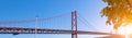 Lisbon, Landmark suspension 25 of April bridge Royalty Free Stock Photo