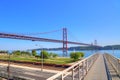 Lisbon, Landmark suspension 25 of April bridge Royalty Free Stock Photo