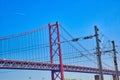 Lisbon, Landmark suspension 25 of April bridge Royalty Free Stock Photo