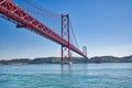 Lisbon, Landmark suspension 25 of April bridge Royalty Free Stock Photo
