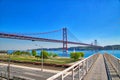 Lisbon, Landmark suspension 25 of April bridge Royalty Free Stock Photo