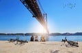 Lisbon, Landmark suspension 25 of April bridge Royalty Free Stock Photo