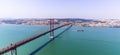 LIsbon Landscape view on the 25th of April Bridge, Portugal Royalty Free Stock Photo