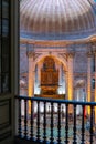 Lisbon National Pantheon. Image of cloister in the organ area with colored lighting, church of santa engracia