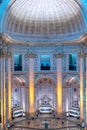 Lisbon National Pantheon. Image of the dome, arched ceiling and tombs. colored lighting
