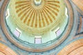 Lisbon National Pantheon. Image of dome and vaulted arched ceiling with colored lighting, church of santa engracia. Royalty Free Stock Photo