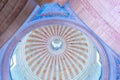 Lisbon National Pantheon. Image of dome and vaulted arched ceiling with colored lighting, church of santa engracia. Royalty Free Stock Photo