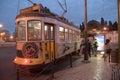Lisbon night tram Royalty Free Stock Photo