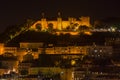 Lisbon night view of the Castel of St George Royalty Free Stock Photo