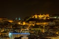 Lisbon night view of the Castel of St George Royalty Free Stock Photo