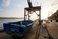 Lisbon old port at sunset Royalty Free Stock Photo