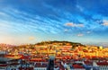 Lisbon panorama of sunset. Portugal. Evening picturesque Royalty Free Stock Photo