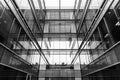 Lisbon - Portugal - Abstract view of reflecting lines and squares on a modern glass and steel building around Oriente Royalty Free Stock Photo