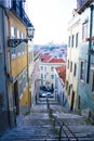 Lisbon, Portugal: Alfama, travessa Damasceno Monteiro Royalty Free Stock Photo