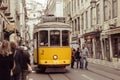 LISBON, PORTUGAL - APRIL 2 : Famous yellow tram 28 line in the v