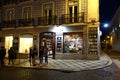 Livraria Bertrand in Lisbon at night. This is the oldest and largest bookstore chain in Portugal