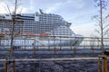 LISBON, PORTUGAL - APRIL 23, 2018: Ãâ¢he MSC Meraviglia docked a