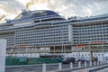 Ãâ¢he MSC Meraviglia docked at port.