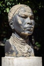 Bust of African female in the Tropical Botanical Garden, Lisbon, Portugal.