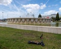 Abandoned Circ scooter by Jeronimos Monastery in Belem near Lisbon, Portugal Royalty Free Stock Photo