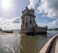 Panorama of the Tower of Belem near Lisbon Royalty Free Stock Photo