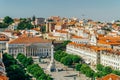 Rossio Square Praca de Don Pedro IV Is Located In Pombaline Downtown Of Lisboa And Is One Of The Main Touristic Squares Royalty Free Stock Photo