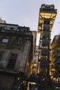 Sant Justa elevator in Lisbon Illuminated at night