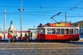 Vintage tram for hills tramcar tour in Lisbon Royalty Free Stock Photo