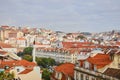 Lisbon Portugal - Beautiful panoramic view of the red roofs of houses in antique historical district Alfama and the Tagus River Royalty Free Stock Photo