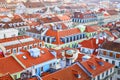 Lisbon Portugal - Beautiful panoramic view of the red roofs of houses in antique historical district Alfama and the Tagus River Royalty Free Stock Photo