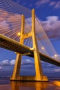 Lisbon Portugal bridge Ponte Vasco da Gama over Tejo river town travel portrait format Royalty Free Stock Photo