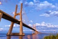 Lisbon Portugal bridge Ponte Vasco da Gama over Tejo river town travel Royalty Free Stock Photo