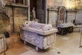 Lisbon, Portugal Carmo Chruch Convent stone sarcophagi exhibits.