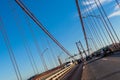 Lisbon, Portugal. Cars crossing or driving through the 25 de Abril suspension bridge