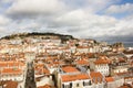 Lisbon, Portugal: The castle hill, downtown and the slope to the Tagus river Royalty Free Stock Photo