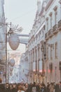 Lisbon, Portugal - 12/26/18: Christmas decorations downtown Lisbon Mall