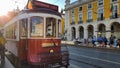 Typical vintage tram in Lisbon