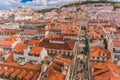 Lisbon, Portugal city skyline over Santa Justa Rua Royalty Free Stock Photo