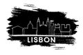 Lisbon Portugal City Skyline Silhouette. Hand Drawn Sketch Royalty Free Stock Photo