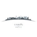 Lisbon Portugal city skyline silhouette white background Royalty Free Stock Photo