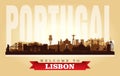 Lisbon Portugal city skyline vector silhouette
