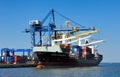 Lisbon, Portugal - container ship on loading terminal